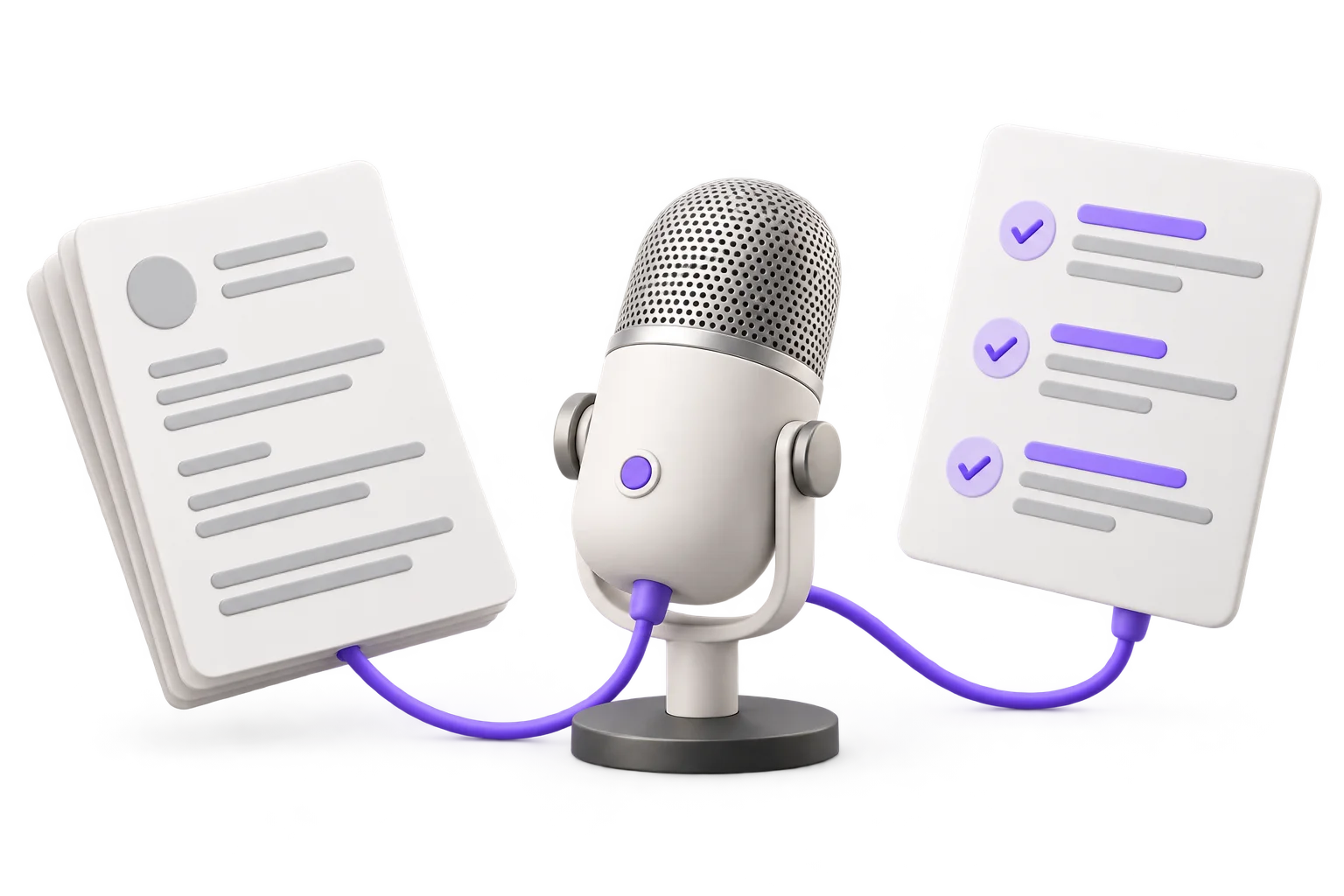 An illustrative resume, microphone and feedback report showing the three stages of practice.